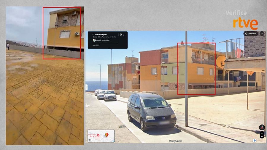A la derecha, imagen de Google Maps; a la izquierda, captura del vídeo