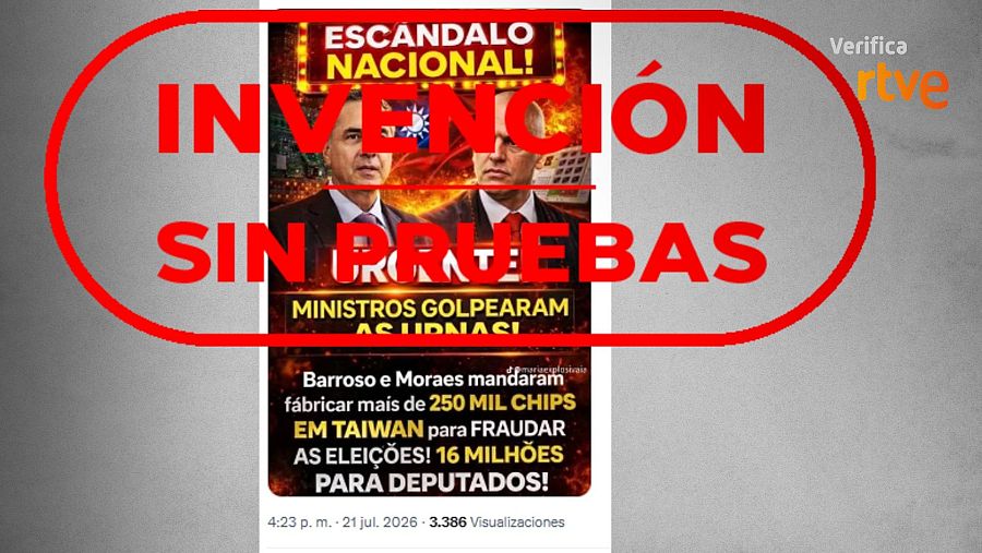 Mensaje que afirma sin pruebas que se compraron chips de Taiwán para amañar las elecciones.
