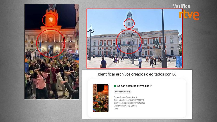Análisis del vídeo con la herramienta de detección de IA de Meta y errores propios de la IA