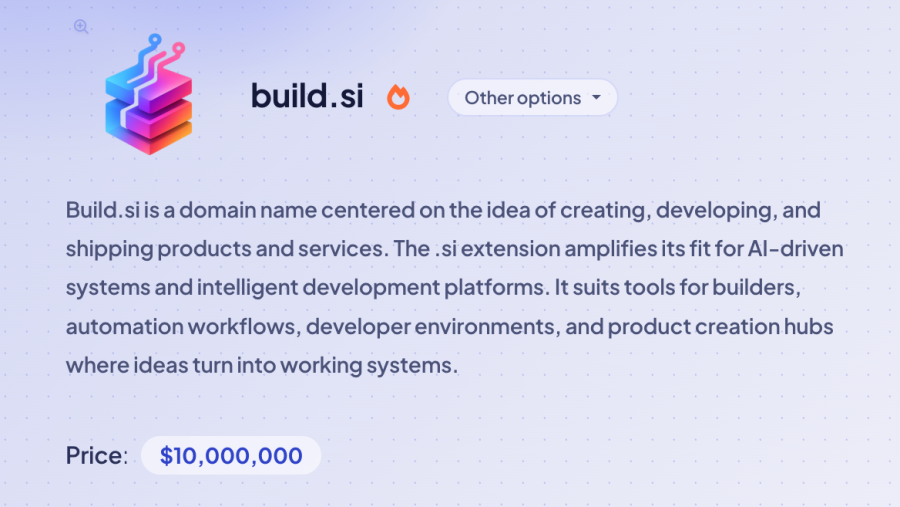 Venta del dominio build.si por 10 millones de dólares