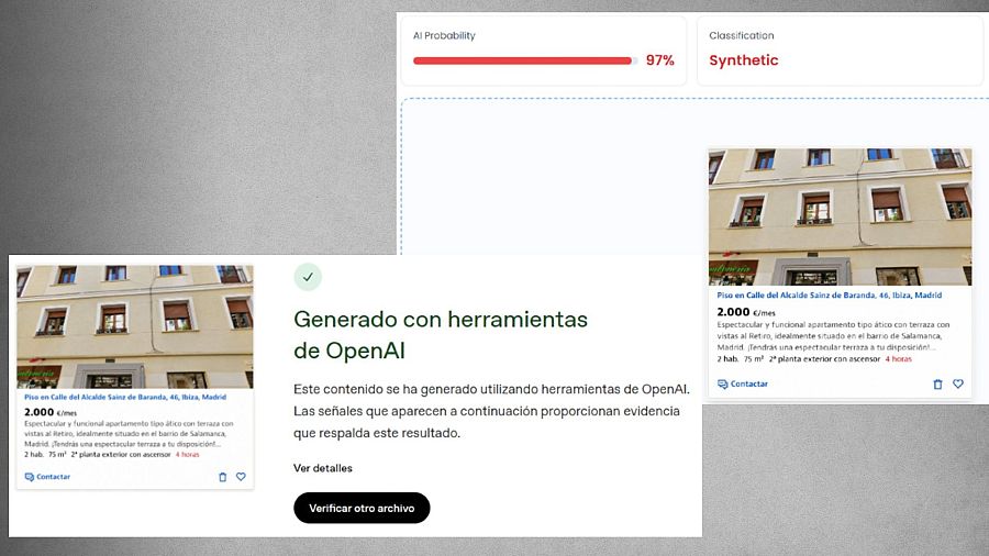 Resultado de TruthScan y de OpenAI sobre esta imagen sintética.