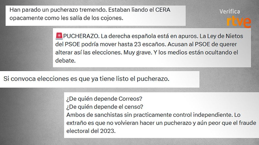 Mensajes de X que promueven la idea de pucherazo electoral.