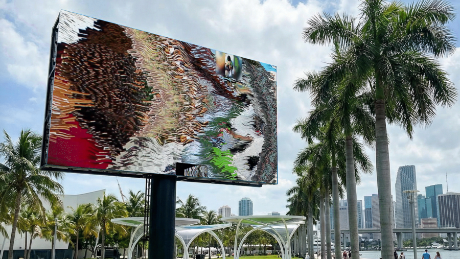 'Ripple' de Daniel Canogar en una pantalla en Miami