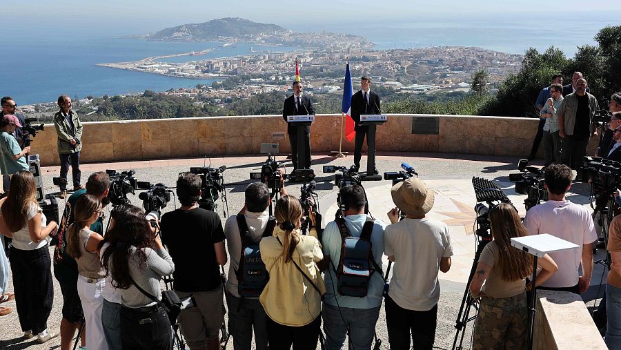 Rueda de prensa de los líderes de la ultraderecha española y francesa, Abascal y Bardella, en Ceuta.
