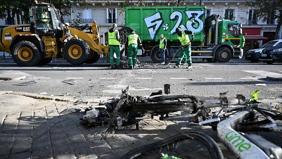 Trabajadores de limpieza en París