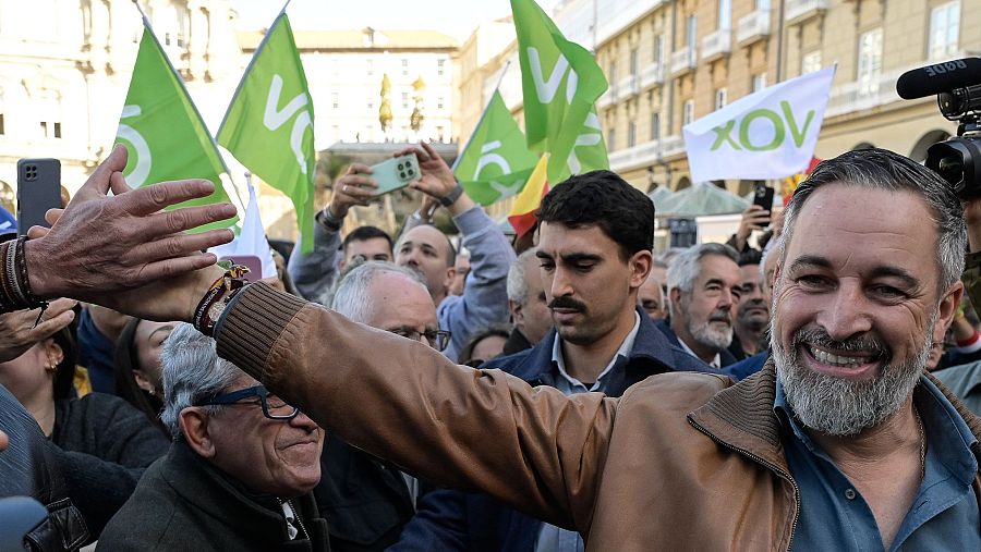 El presidente y candidato de Vox, Santiago Abascal, durante un acto.