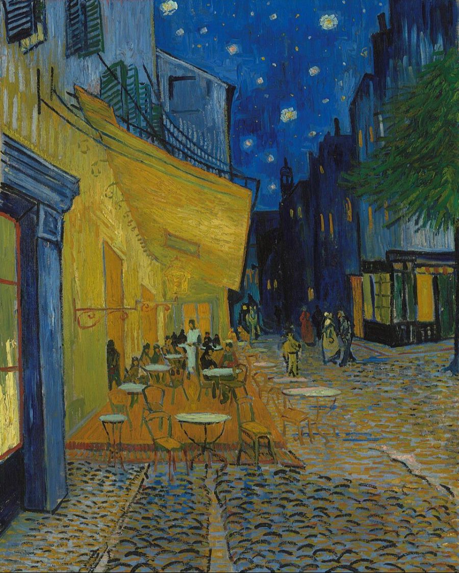 'Terraza de café por la noche', de Van Gogh, donde se observa el triángulo de verano en la parte superior