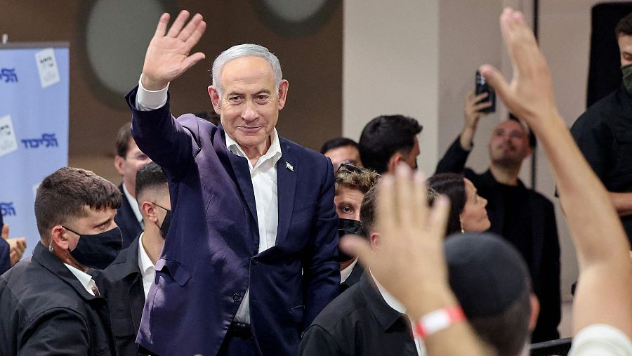 Benjamín Netanyahu en un acto electoral