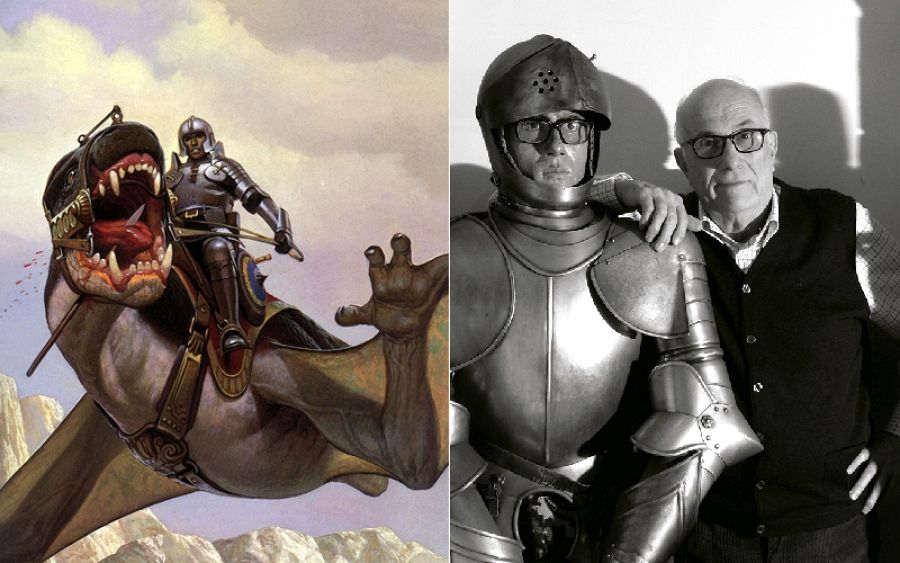 Vicente Segrelles y una de las ilustraciones más conocidas de 'El Mercenario'