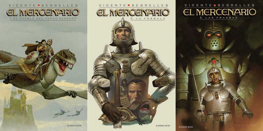 Portadas de los tres primeros ábumes de 'El Mercenario'