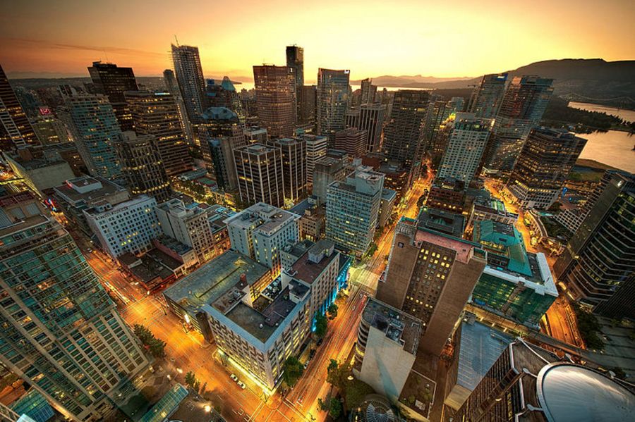 Downtown de Vancouver, al anochecer