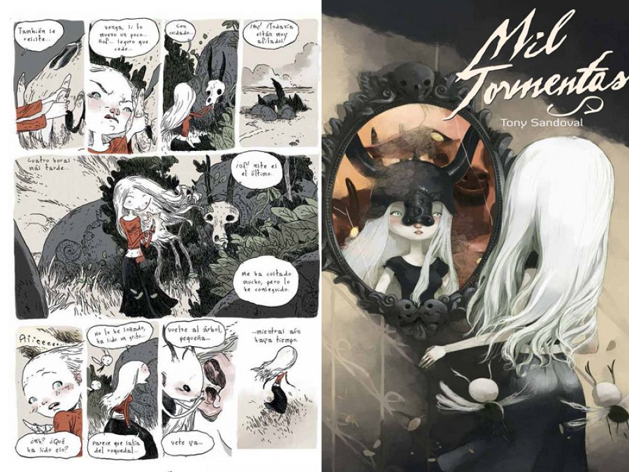 Página y portada de 'Mil tormentas', de Tony Sandoval