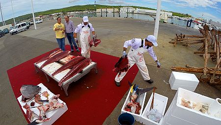 Asistimos al 'ronqueo' o despiece del atún con 'El chef del mar'