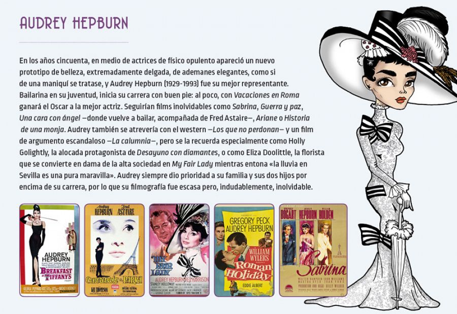 Muñeca recortable de Audrey Hepburn con su biografía