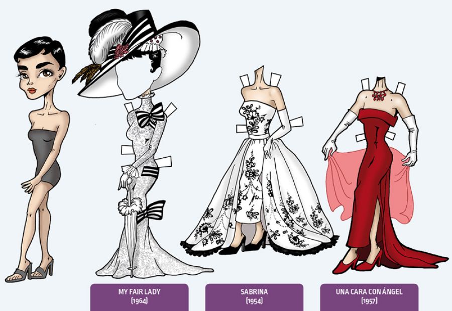 Muñeca recortable de Audrey Hepburn