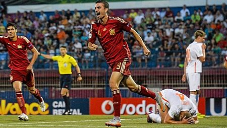 Borja Mayoral en el partido frente a Holanda