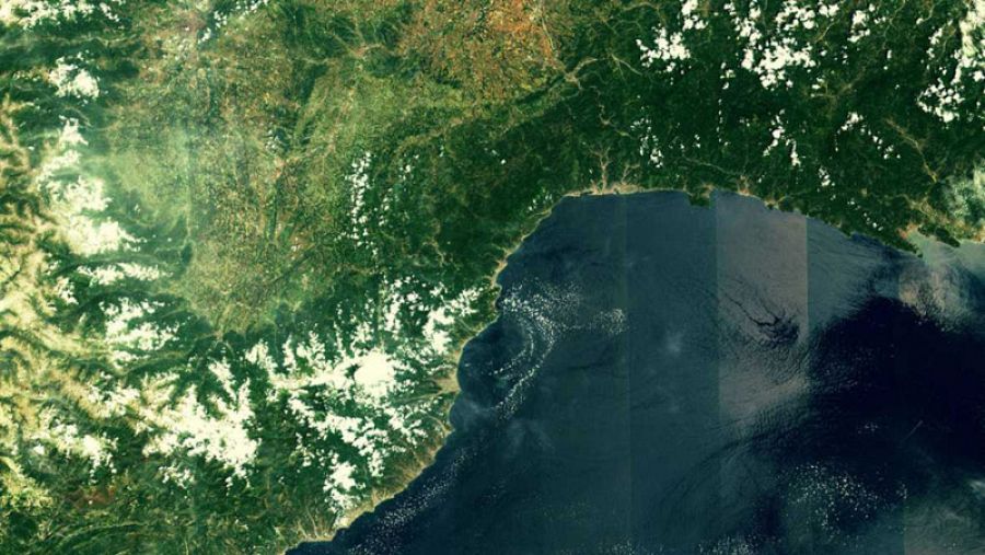 Imagen del noroeste de Italia y el sur de Francia captada por el Sentinel -2A