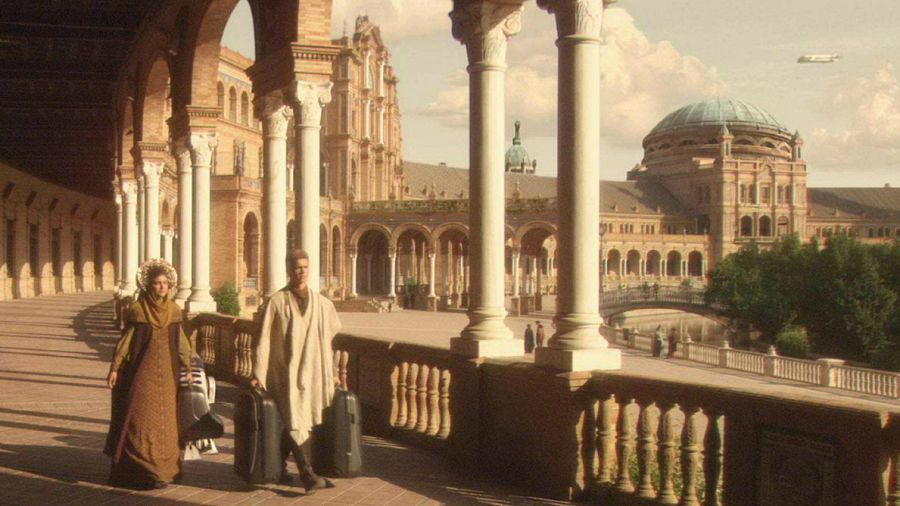 'Star Wars Episodio II: El Ataque de los Clones', en la plaza de España de Sevilla