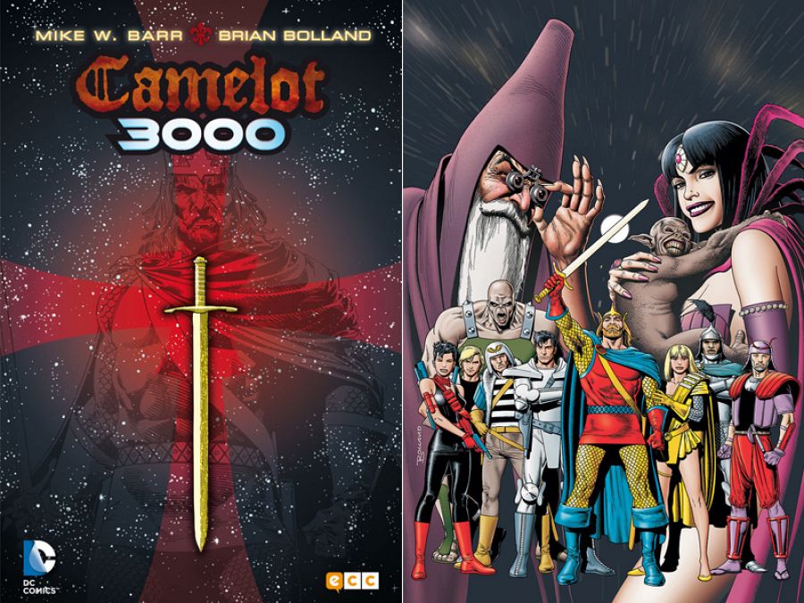 Portada de la reedición de 'Camelot 3000' y una ilustración de los protagonistas