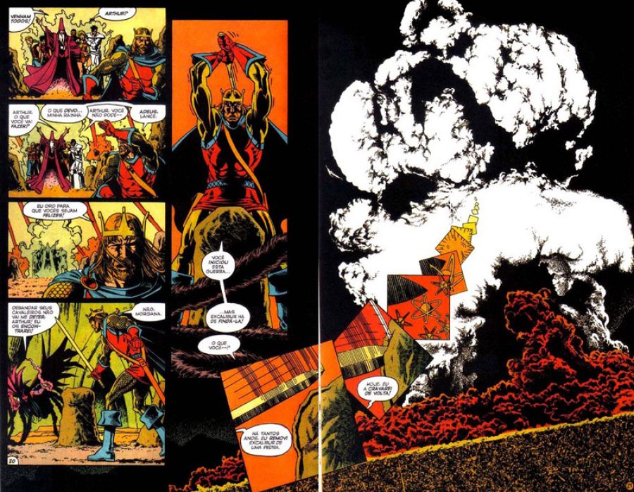 Arturo devolviendo Excalibur a la roca