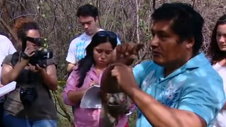 Miguel Ángel Jiménez, líder de los grupos de autodefensa de Xaltianguis (México), durante la investigación de la desaparición de los 43 estudiantes de Ayotzinapa (Imagen tomada del programa de TVE 'En Portada')