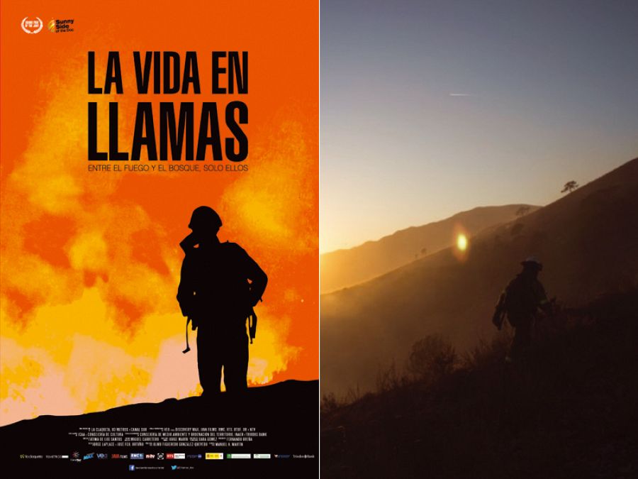 Cartel y fotograma de 'La vida en llamas'