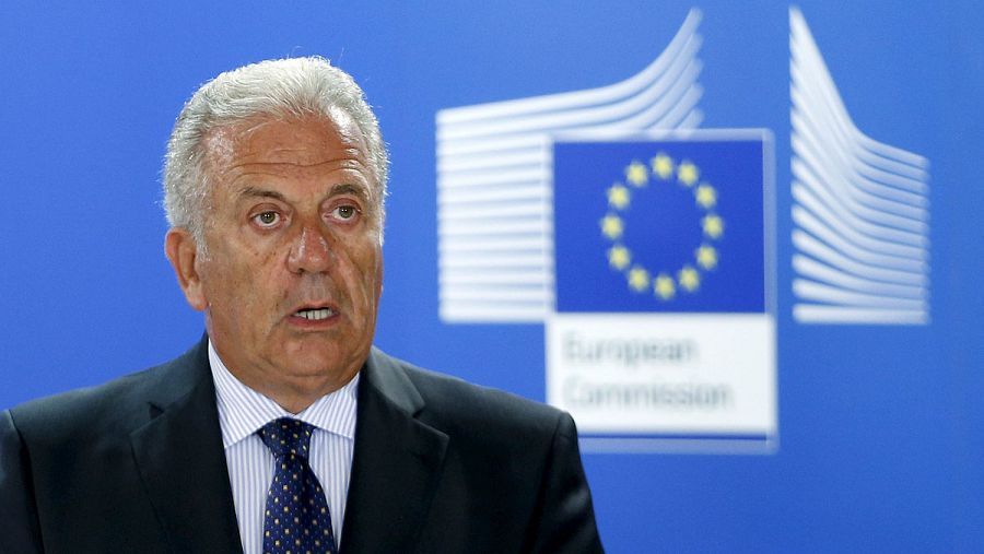 Dimitris Avramopoulos, comisario europeo de Migración, Asuntos de Interior y Ciudadanía, durante su rueda de prensa en Bruselas