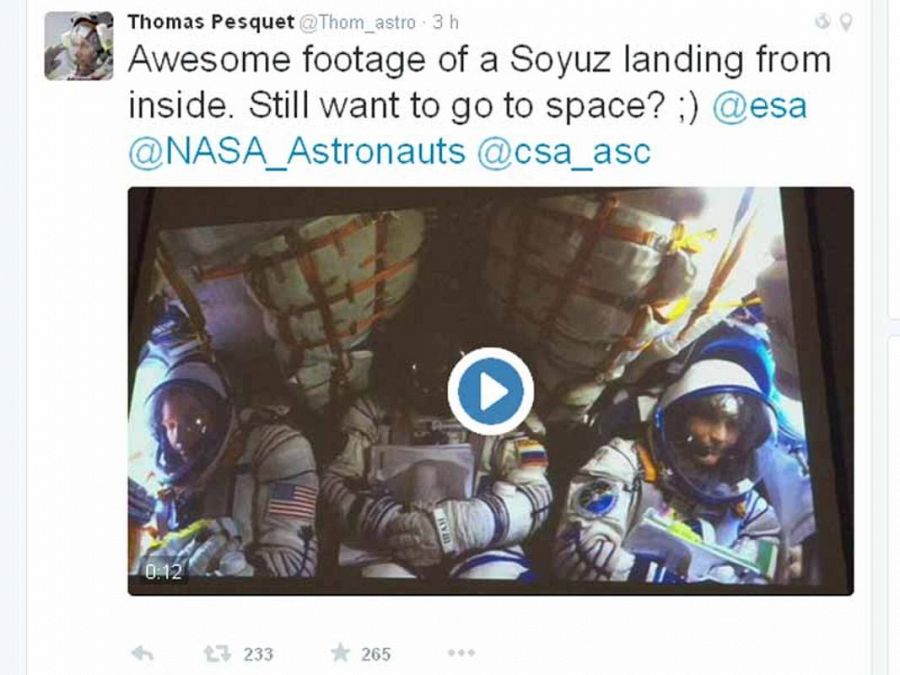 El video puede verse en el Twitter del astronauta Thomas Pesquet