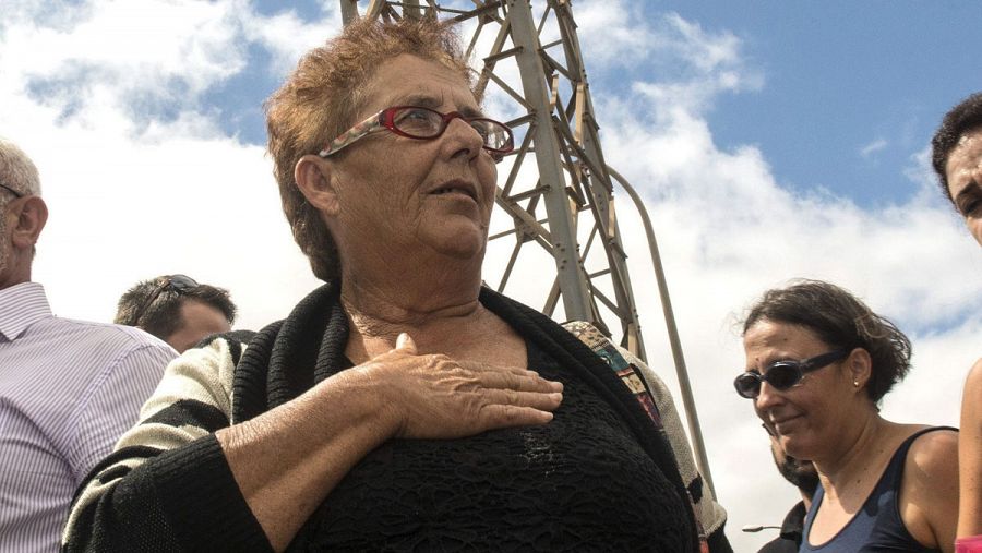 Josefa Hernández a su llegada al centro penitenciario de Lanzarote para cumplir una condena de seis meses de cárcel por no derribar su casa construida en una zona protegida