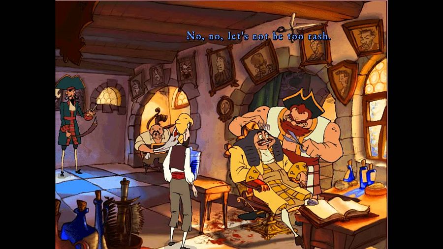 Famosa escena en la barbería de 'The Course of Monkey Island'