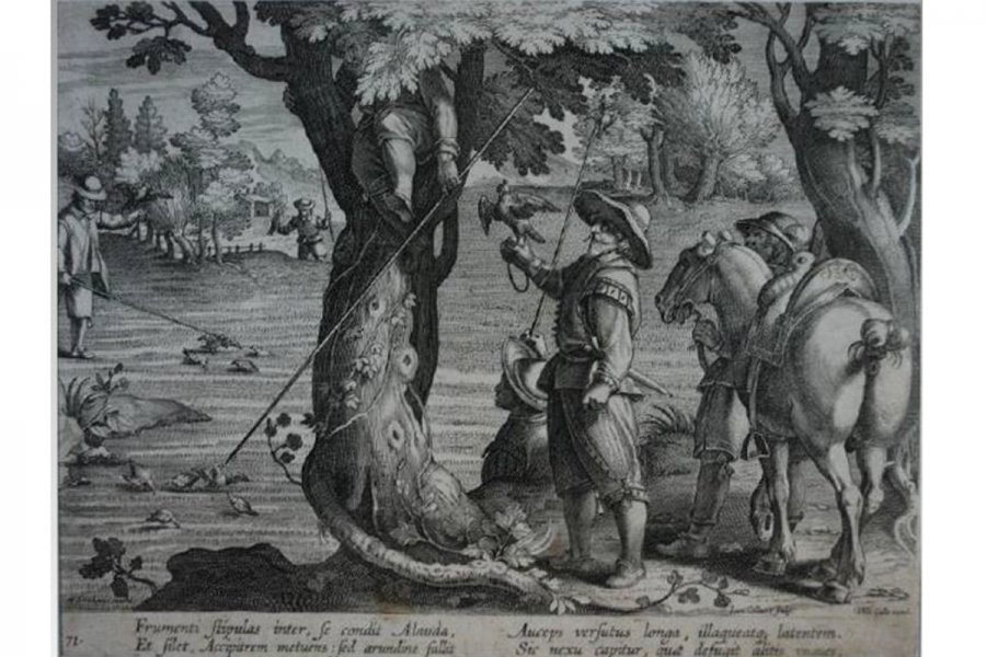 Escena de caza con aves, para tapiz, 1580.
