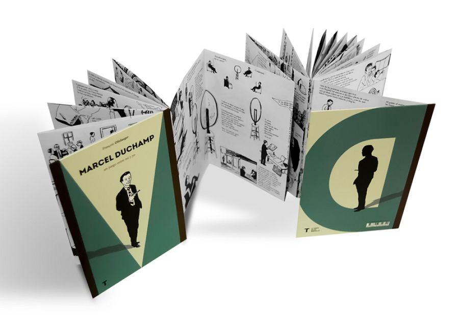 Desplegado, el libro 'Marcel Duchamp: Un juego entre mí y yo' tiene la apariencia de un acordeón