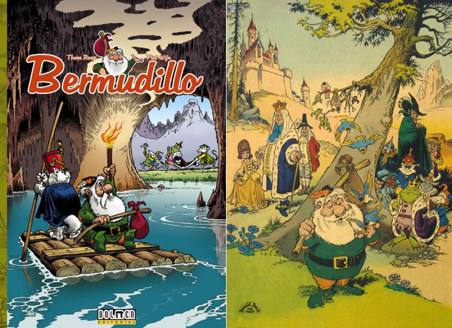 Portada de la edición de Dolmen y una ilustración de 'Bermudillo'