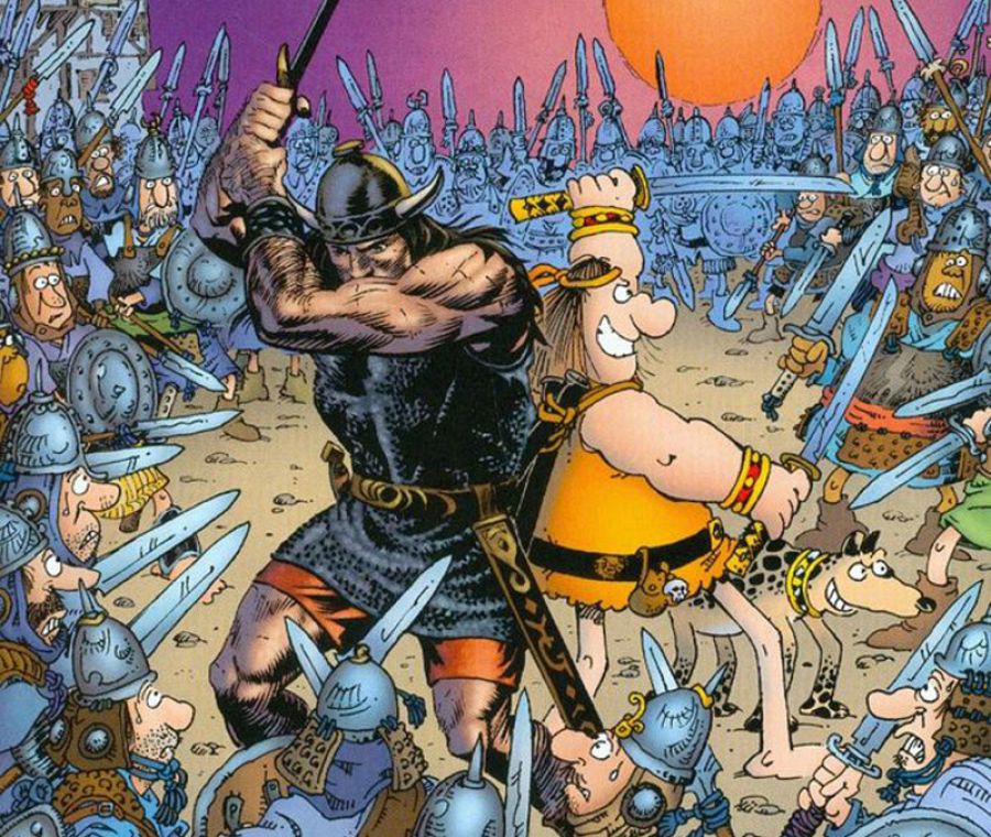 Fragmento de una portada de 'Groo vs. Conan'