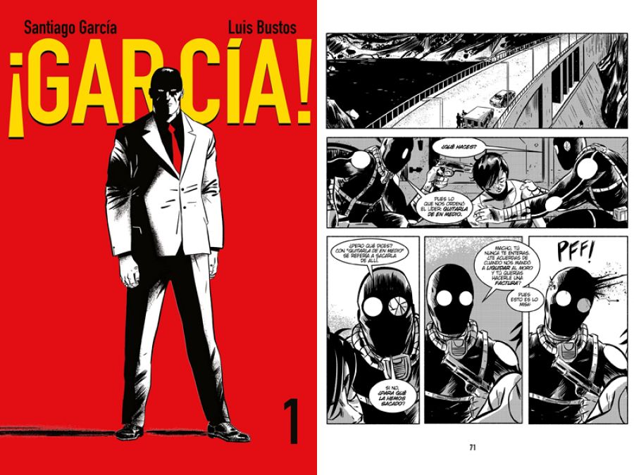 Portada y página de '¡García!'