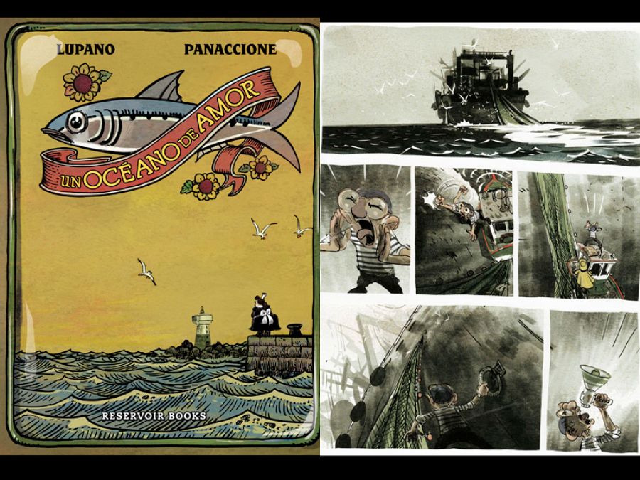 Portada y página de 'Un océano de amor'