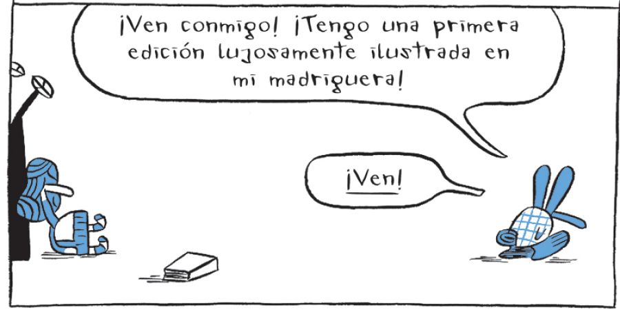 Viñeta de 'Alicia en Sussex', con alicia y el Conejo Blanco