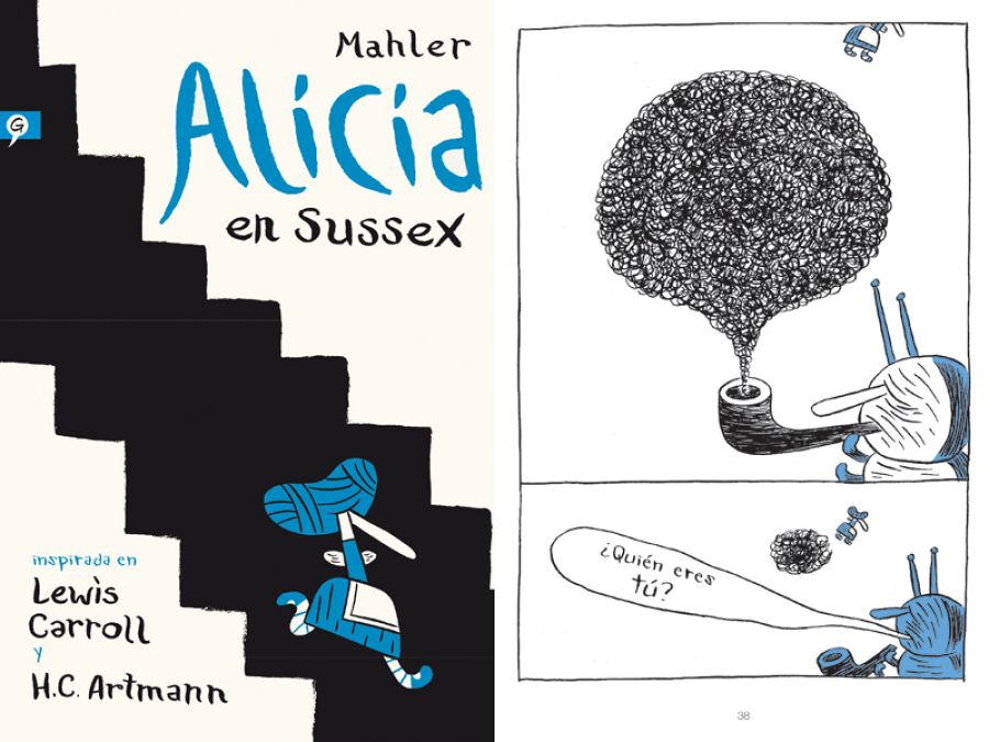 Portada y página de 'Alicia en Sussex'