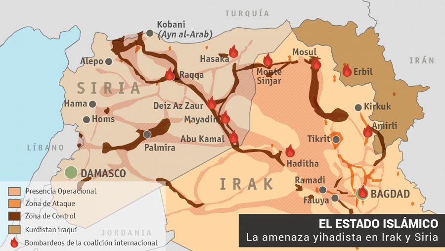 Fuente: RTVE e Instituto para el Estudio de la Guerra. Actualizado a 15 de septiembre de 2015.