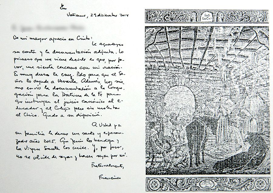 Carta del papa Francisco a una familia de Vizcaya por un presunto caso de abusos sexuales