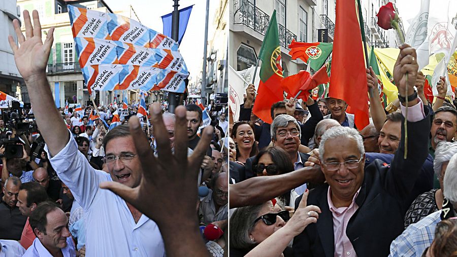 Los dos principales candidatos de las elecciones portuguesas, Pedro Passos Coelho y António Costa