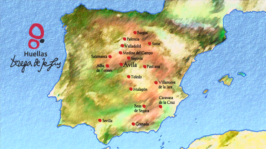 Mapa de los conventos fundados por Santa Teresa de Jesús