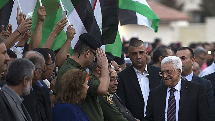 El presidente palestino, Mahmud Abás, en una imagen de archivo durante una concentración en Ramala