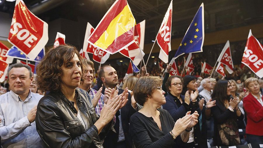 Irene Lozano durante el acto del PSOE en el polideportivo Magariños