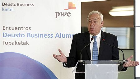 El ministro de Asuntos Exteriores y Cooperación, José Manuel García-Margallo, durante su intervención este martes en Bilbao.