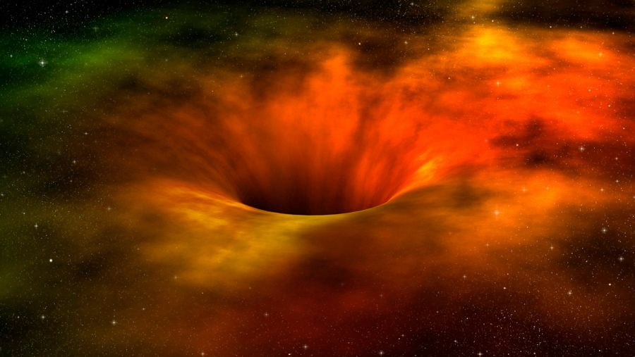 Simulación de un agujero negro.