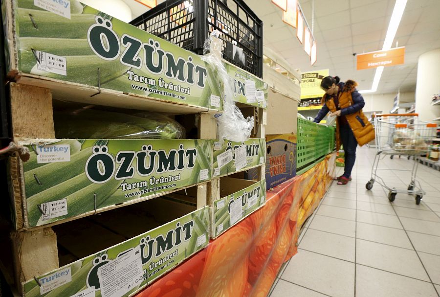 Calabacines turcos en un supermercado de Moscú