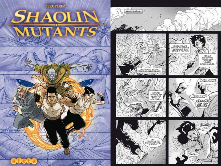 Portada y página de 'Shaolin Mutants'