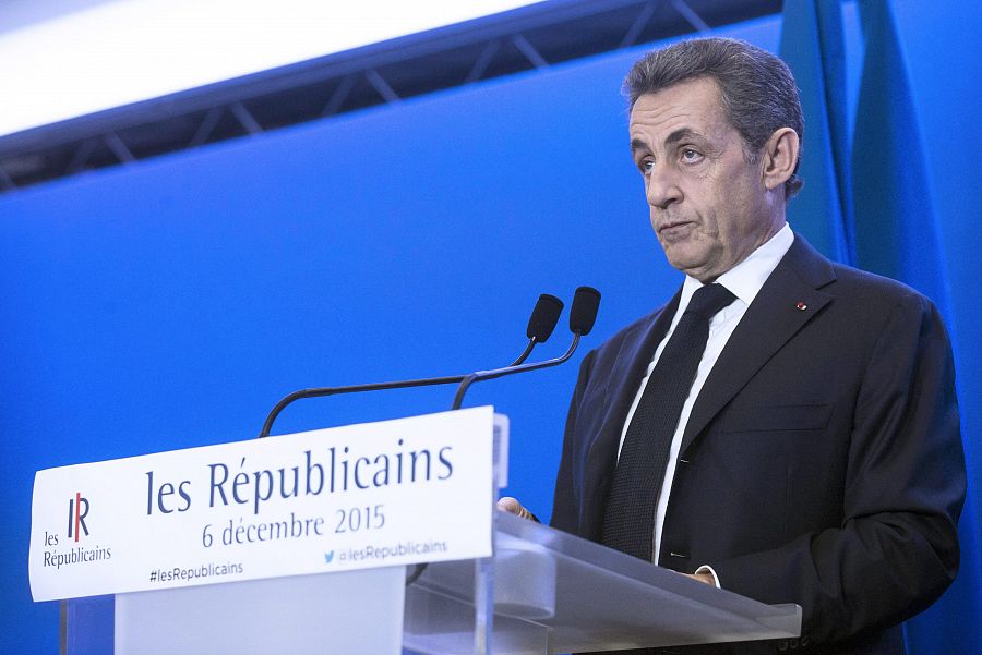 El expresidente de Francia, Nicolás Sarkozy, en la reunión de su partido para evaluar los resultados de las regionales