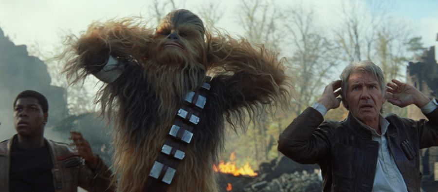 Finn, Chewbacca y Han Solo